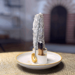 Alternative view of 3in1 Räucherhalter – Sonne Mond Design Weiß-Gold | Evomina
