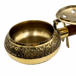 Alternative view of Räucherpfanne Riad aus Messing mit Holzgriff – Traditionelle Pfanne zum Räuchern mit Kohle